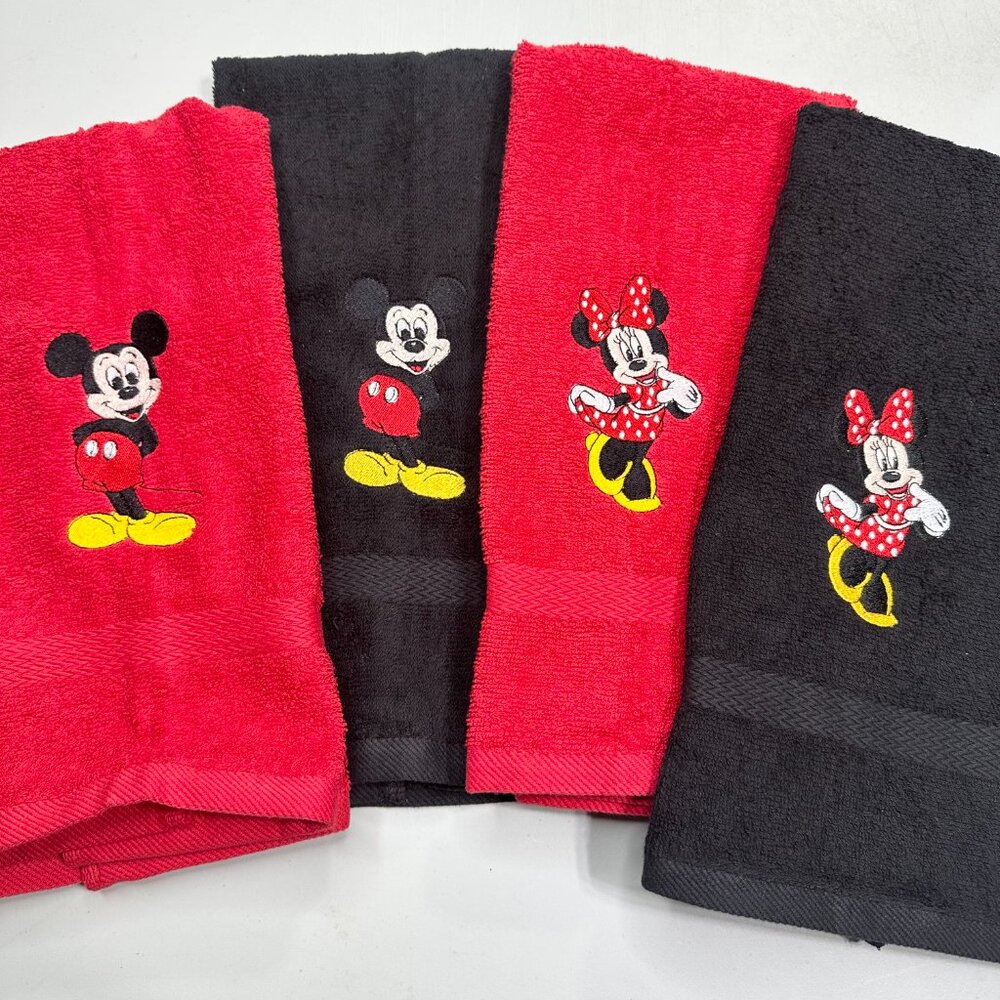 Mickey Minnie Mouse Towels Embroidered Hand Towel Set Cute Bathroom Decor